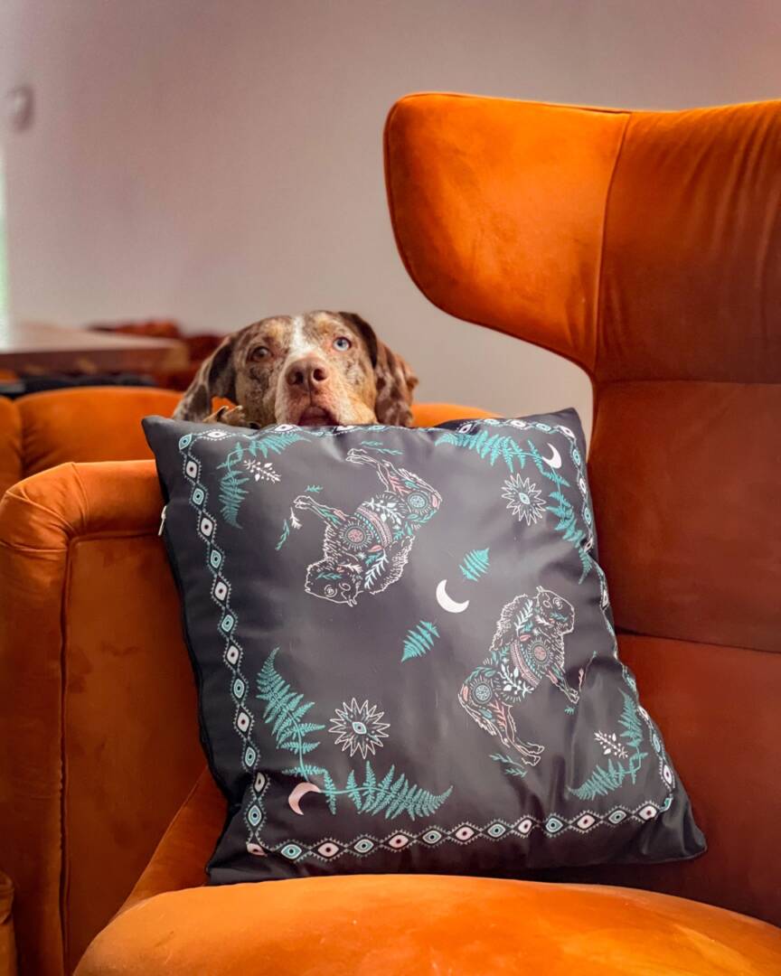 Duch Lasu poduszka w żubry zielona Bison pillow (3) Duch Lasu poduszka w żubry zielona Bison pillow