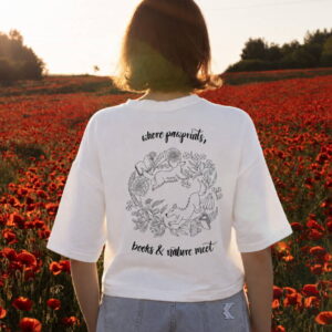 luźna koszulka z dzianiny bawełnianej z elastanem Freddie & Wolf autorski nadruk krótki krój autorski nadruk t-shirt boxy